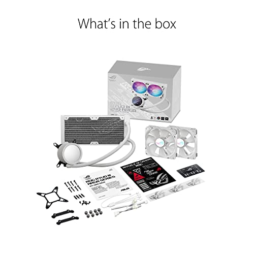 Image of ASUS ROG RYUO III 240 ARGB White Edition All-in-one AIO Liquid CPU Cooler 240mm Radiator, Asetek 8th gen Pump Solution, Anime Matrix LED Display and ROG AF 12S ARGB Fan.