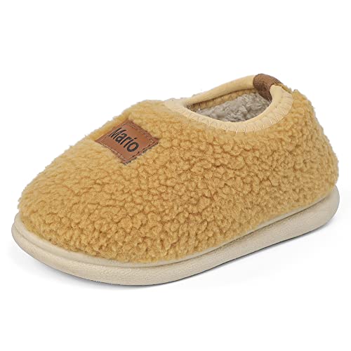 Cheerful Mario Zapatillas de Estar Por Casa Para Niños Niñas Invierno Zapatos Peluche Sherpa Caliente Felpa Pantuflas Suela Suave Antideslizante Amarillo 28/28.5 EU Cover