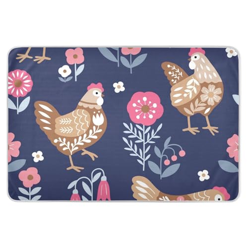 Floral Hen and Summer Flowers Washable Bed Pads 34