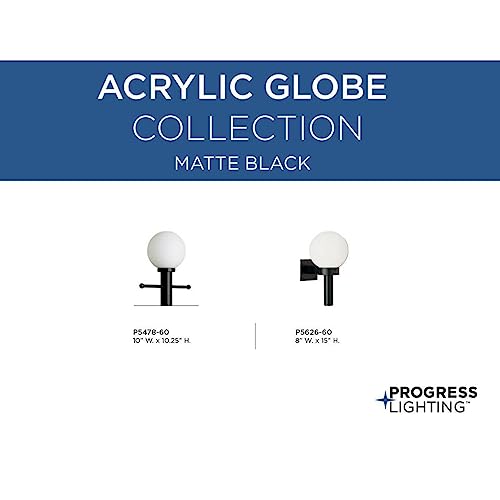 Progress Lighting P5478-60 Acrylic Globe Outdoor, 10-Inch Diameter x 10-1/4-Inch Height, Black
