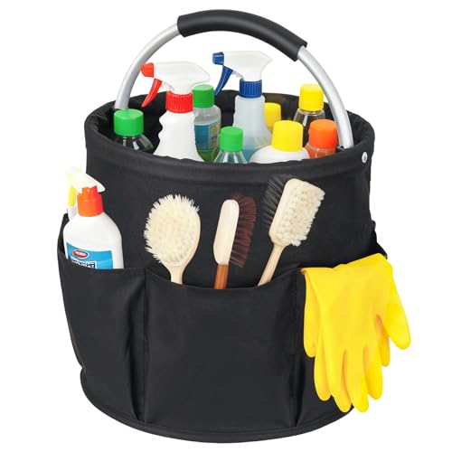 BAOWUABJ Foldable Cleaning Caddy with Handle - 17L Cleaning Products Organiser, Multi Pocket Cleaning Caddy Bag for Home, Kitchen, Bathroom, Office, Easy to Clean and Carry