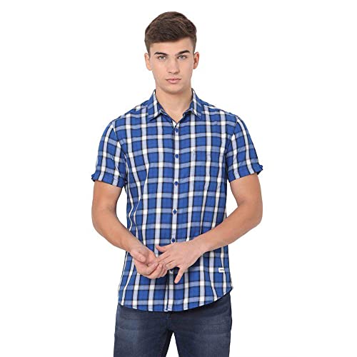 Image of Spykar Men's Checked Slim Fit Shirt