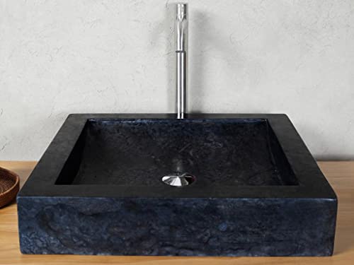 Vasque à poser rectangulaire en marbre - Noir - 50 cm - SOURGOUT