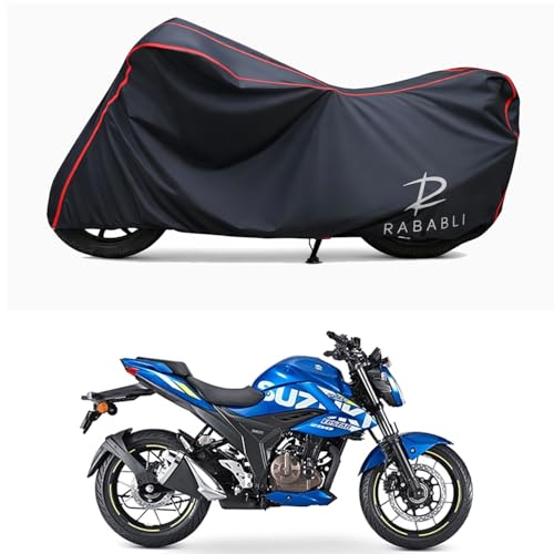 Image of Waterproof Bike Body Cover Compatible for | Suzuki Gixxer 250 | Taffeta Fabric, Red Piping Design, Bottom Elastic Fit | Dustproof, Sun UV & Rain Protection for All Bikes