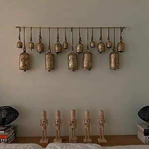 Handicrafts Giant Vintage Rustic Tin Metal Harmony Cow Bells Complete Set of 15 Huge XXL Rustic Handmade Bells On Jute Rope