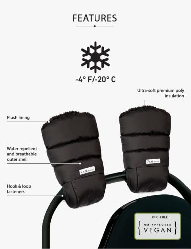 7AM Enfant Stroller Warmmuffs Gloves - Anti-Freeze Stroller Mittens for Handlebars, Water Repellent Hand Warmer Muff for Cold Weather, Plush Lined Stroller Warmmuffs | Winter Stroller Accessories