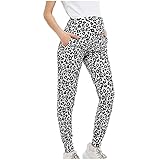 TinaDeer Damen Umstandshose Pyjamahose Schwangerschaft Freizeithose Mit 2 Taschen für Schwangere Hosen Lang Schlafanzug/Pyjama/Yoga Hose (Weiß, M)