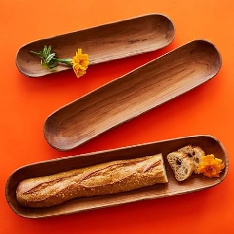 Long Olive Wood Baguette Bowl Set Cover