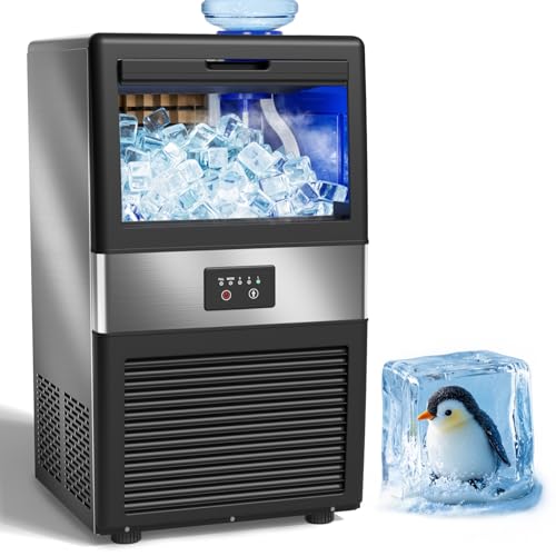 Ice Maker Machine Commercial - Freestanding Cabinet Ice Maker 36 Ice Cubes in 11-20 Mins 90 lbs in 24 Hours, with 3 Ice Thickness Jug & Tap Water Inlet Auto Self-Cleaning for Home Office Bar