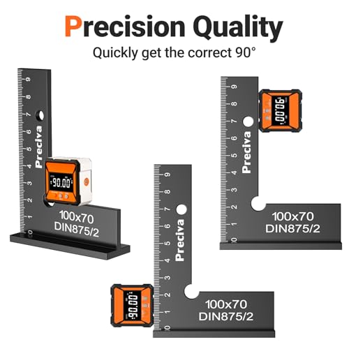 Schlosserwinkel Set, Preciva 2 Stück 90° Anschlagwinkel Zimmermannswinkel mit Messskala(cm) für Präzise Arbeiten im Metallbau und Werkstatt, Größe 100 x 70mm und 150 x 100mm – Bild 6