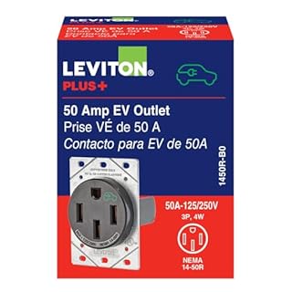 Leviton EV Charging Receptacle 50 Amp, 1450R-0B0, Black
