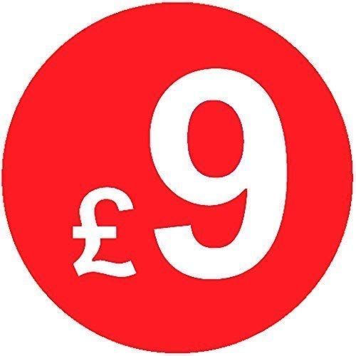 Pack of 500-20mm Price Stickers/Labels - Choose from 10p to £95 - Bright Red - Many Prices to Choose from (£9 - Red)