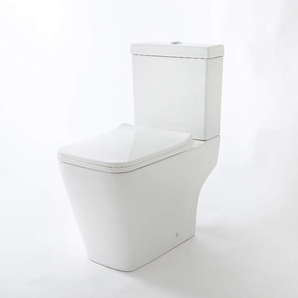 Milano Chrome Longton White Ceramic Close Coupled Toilet Wc Flush Button Soft Close Seat