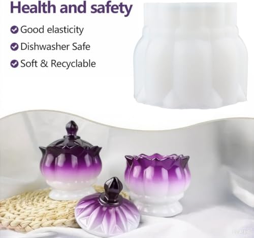 Image of Resin Jar Mold with Lid, Silicone Jar Mold 3D Storage Jewelry Candle Holder Container Mould for Resin Casting, Concrete Craft Decor (Pack of 1)