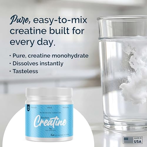 ROUTINE Micronized Creatine Monohydrate Powder, Unflavored, 90-Serving Tub - Image 4