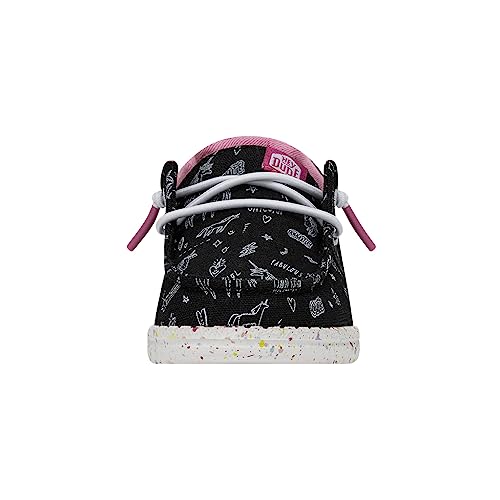 Image of HEYDUDE Wendy Toddler Unicorn Notebook Black Size 7 | Girl's Loafers | Girl's Slip On Shoes | Comfortable & Light-Weight