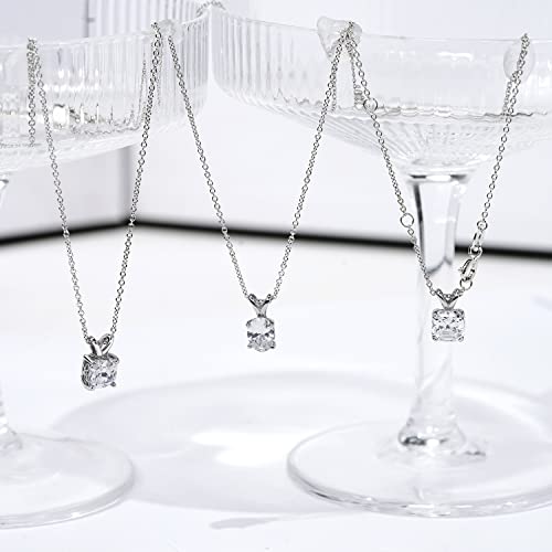 Amazon Essentials P1892702_120_000 Platinum-Plated Sterling Silver Cushion-Cut Solitaire Pendant Neckalce Made thumb #1