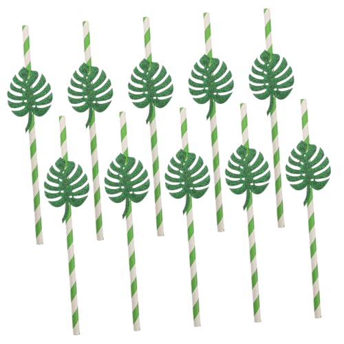 Pitillos de papel decorativos verde con brillo x10 miniatura 1