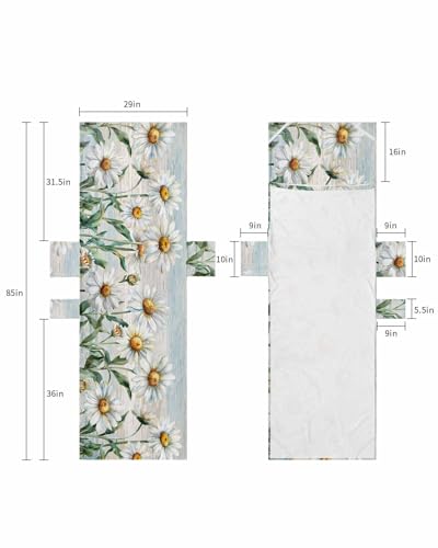 Daisy Flower Blue Beach Lounge Chair Towel Cover, Soft Chaise Lounge Towel with Side Pockets Patio Pool Chairs Cover for Beach/Pool Sunbathing 29x85 Elegant Botanical Leaves Farmhouse Wood