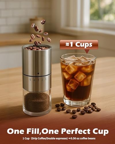 Rsoilch Manual Coffee Grinder With Ceramics Burr For Espresso,French Press,5 Adjustable Settings,Hand Maker with Built-In Burr,For Home Use and Camping Travel,Coffee Bean Grinders With Hand Crank — view 5