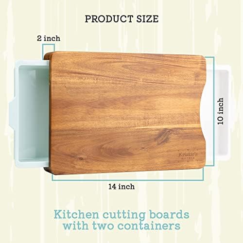Cutting Board with Tray - Organic Acacia Wood Chopping Board with 2 Containers - for Meat Vegetables Bread or Cheese Board