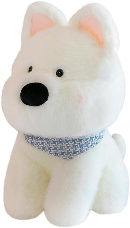 Cute West Highland White Terrier Dog Stuffed Animals Soft West Highland Plush Scottish Terrier Westie Puppy Stuffed Dog Plushies Gifts for Kids (White)