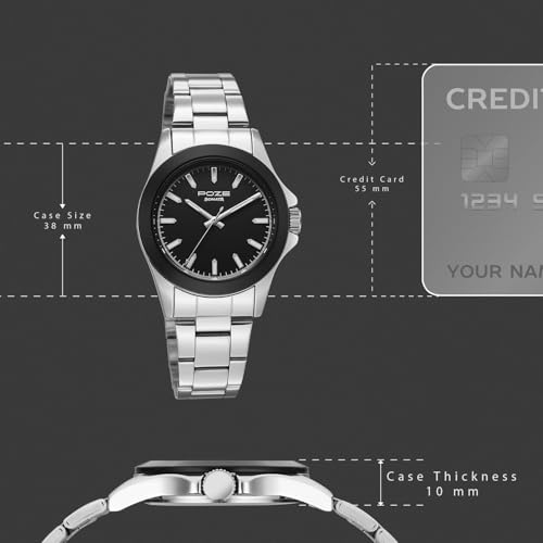 Image of Sonata Poze 8 Quartz Analog with Black Dial IPS Stainless Steel Strap Watch for Men - SP70105SM02W