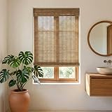32.5' Width x 81' H Cordless Bamboo Shades, Light Filtering Bamboo Roman Shades Privacy Blinds for Garden, Pergola, Patio, Porch. Natural Window Shades.