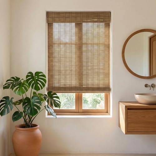 18" Width x 52" H Cordless Bamboo Shades, Light Filtering