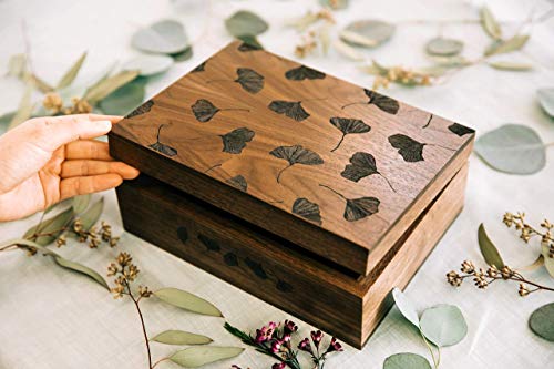 Ginkgo Leaves Wood Keepsake Box [Personalized Custom Gifts, Anniversary, Wedding, Baby, Memory, Father's Day, Gifts For Dad] #TOP2