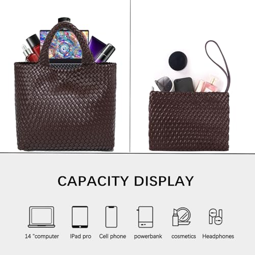 Image of JINMANXUE Fashion Woven Bag Shopper Bag Travel Handbags and Purses Women Tote Bag Large Capacity Shoulder Bags