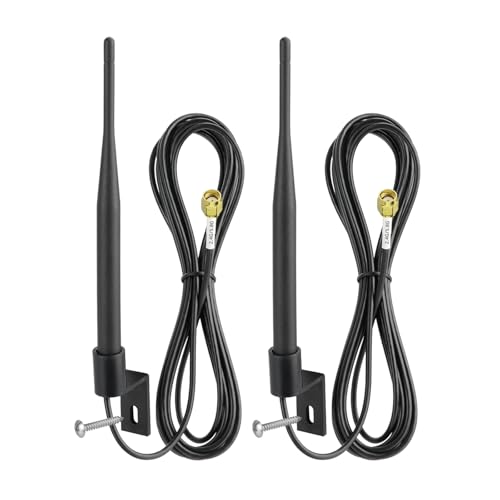 Eightwood Antenne WiFi Double Bande 2.4 GHz 5GHz 6dBi Antenne WiFi d'extérieur étanche avec Support + rallonge RP-SMA de 300 cm pour routeur Wi-FI, amplificateur de...