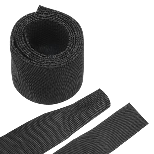 QUARKZMAN Guaina Intrecciata Termorestringente in Tessuto, 1 3/8 3 Piedi Nero Rapporto di Termorestringimento 2:1 Protettore per Cavi Fune Protezione Cavi di Rete Gestione Cavi