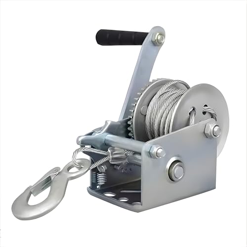 Image of 800LB Hand Winch Crank Gear Winch & Cable Heavy Duty Hook Boat Trailer Winch Steel Cable for ATV UTV Trailer Truck Boat | Multicolor