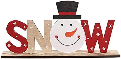 TBSCWYF Decorazioni Natalizie in Legno, Decorazioni da Scrivania con Logo della Lettera di Pupazzo di Neve di Natale Regali di Natale Decorazioni da Scrivania da Tavolo Decorazioni Natalizie (B)