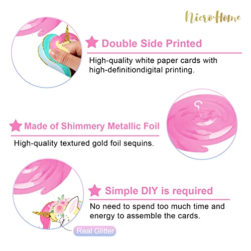 Nicrohome Unicorn Party Decorations, 30Pcs Unicorn Hanging Swirl With Glitter Cardboard, Unicorn Birthday Decorations For Girls #TOP4