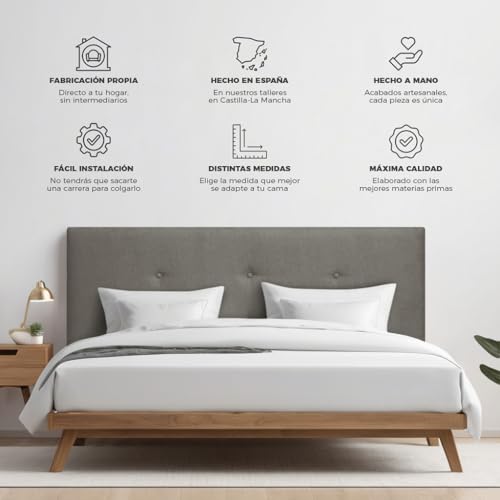 SUENOSZZZ-ESPECIALISTAS DEL DESCANSO Cabecero de Cama Bruselas tapizado en Tela para Camas de 150 (160 x 120 cm) Tela Beige - imagen 6