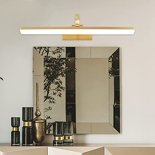 Espejo luz frontal tocador maquillaje LED con lámpara dorada impermeable de cobre 4