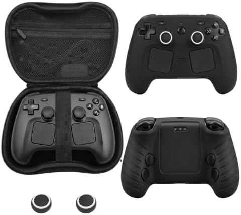 JDGPOKOO 4 in 1 Accessories Kit for Steam Controller 2026, Travel Carrying Case for Steam Controller, Silicone Protective Case Cover Shell and Thumb Grip Caps