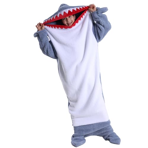Shark Blanket Hoodie Onesie for Women Men Adult Kid Cozy Wearable Blanket Sleeping Bag, Soft Shark Costume Pajamas - Image 2