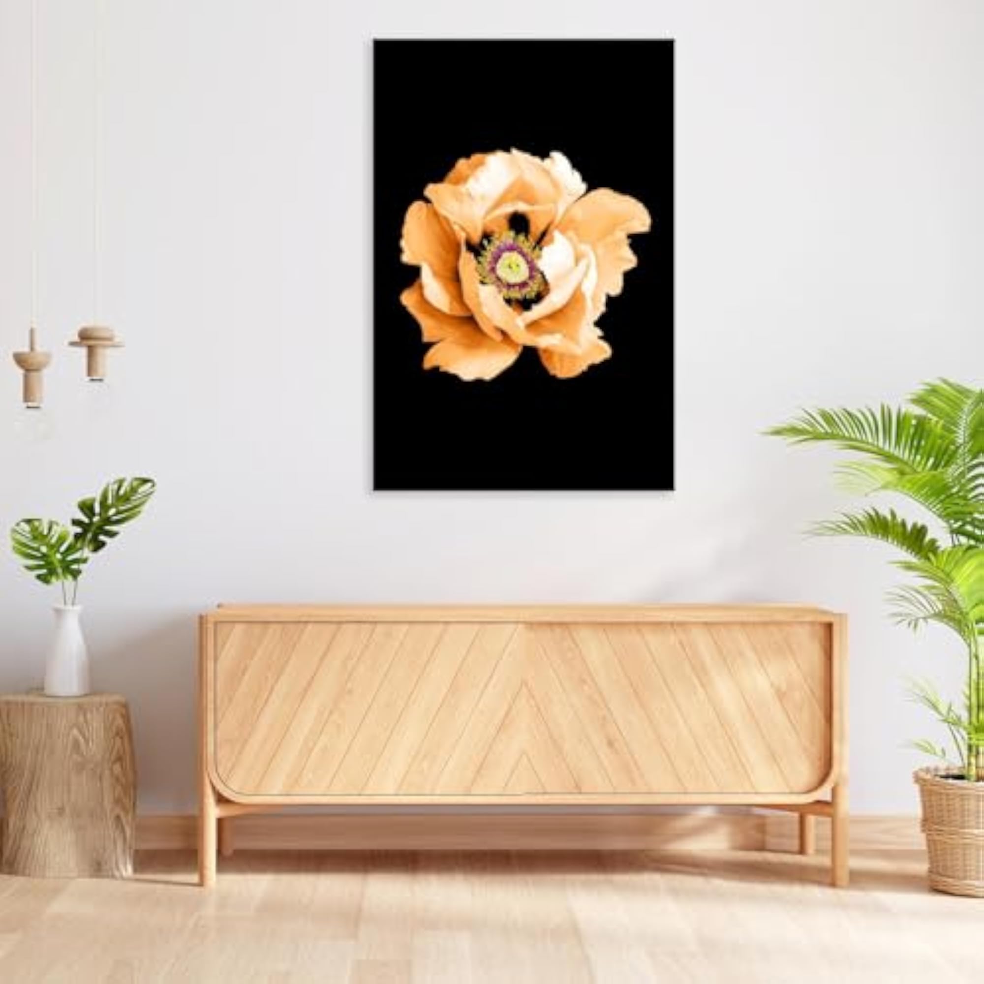 Orange Peony Flower Peel & Stick Vinyl Wall Sticker