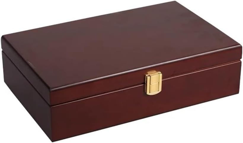 Solid Wood With Lock Wooden Jewelry Box European Dowry Storage