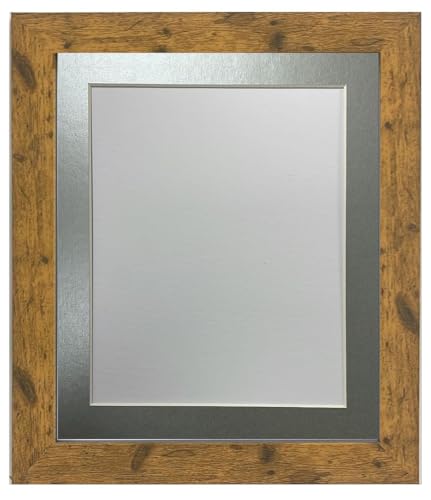Image of FRAMES BY POST Studio Antique Wood Picture Photo Frame with Silver Mount 40 x 50 CM for Image Size 30 x 40 CM