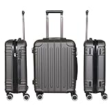 Genérico WSPack Maleta de Cabina 55x40x20 cm | Maleta de Mano ABS Rígida | con 4 Ruedas Dobles Giratorias 360° (Dark Gray)