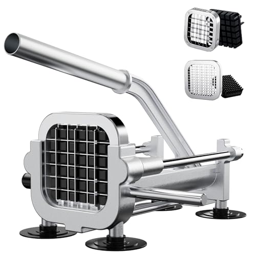 Eascandy Coupe-frites professionnel, Trancheuse à pommes de terre en acier inoxydable 12,7 mm et 6,35 mm, Coupe-pommes de terre robuste pour patates douces,...