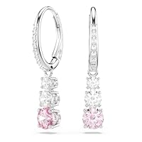 Swarovski Orecchini pendenti Stilla Attract, Taglio Round, Rosa, Placcato rodio