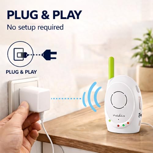 Miniatura 5 de Nedis Monitor De Audio Para Bebés, Teléfonos Inalámbricos Para Bebés Con Intercomunicador Y Alcance De 300 M, Juego De 2, Verde Blanco