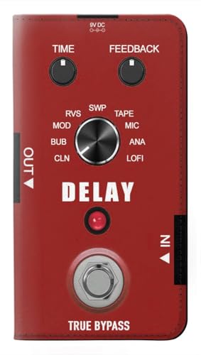 Red Guitar Analog Delay Étui iPhone 17 Pro Housse Cuir Rabat Clapet