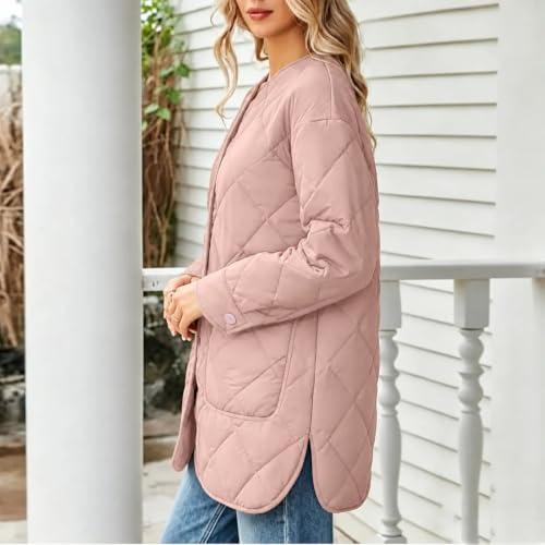 YRAETENM Quilted Jackets for Women Warm Mid Length Lightweight Puffer Coats - image 3