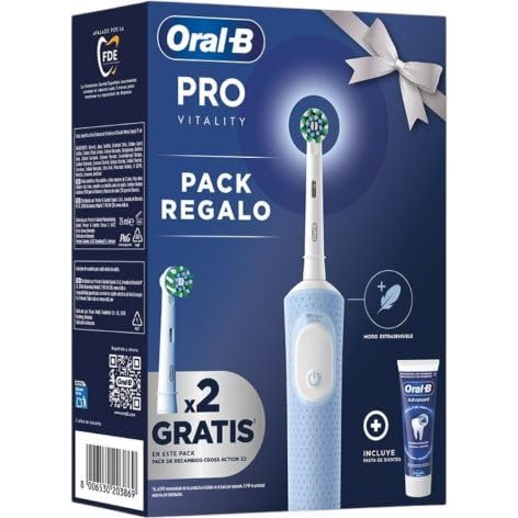 Oral-B Pro Vitality Cepillo de Dientes Eléctrico Azul - Pack Cepillo + 2 Recambios + Pasta Dientes